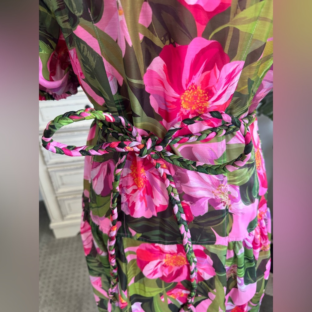 Alex Marie Pink Floral Maxi Dress Size 8 Puff Sleeve Modest Spring - Picture 7 of 10